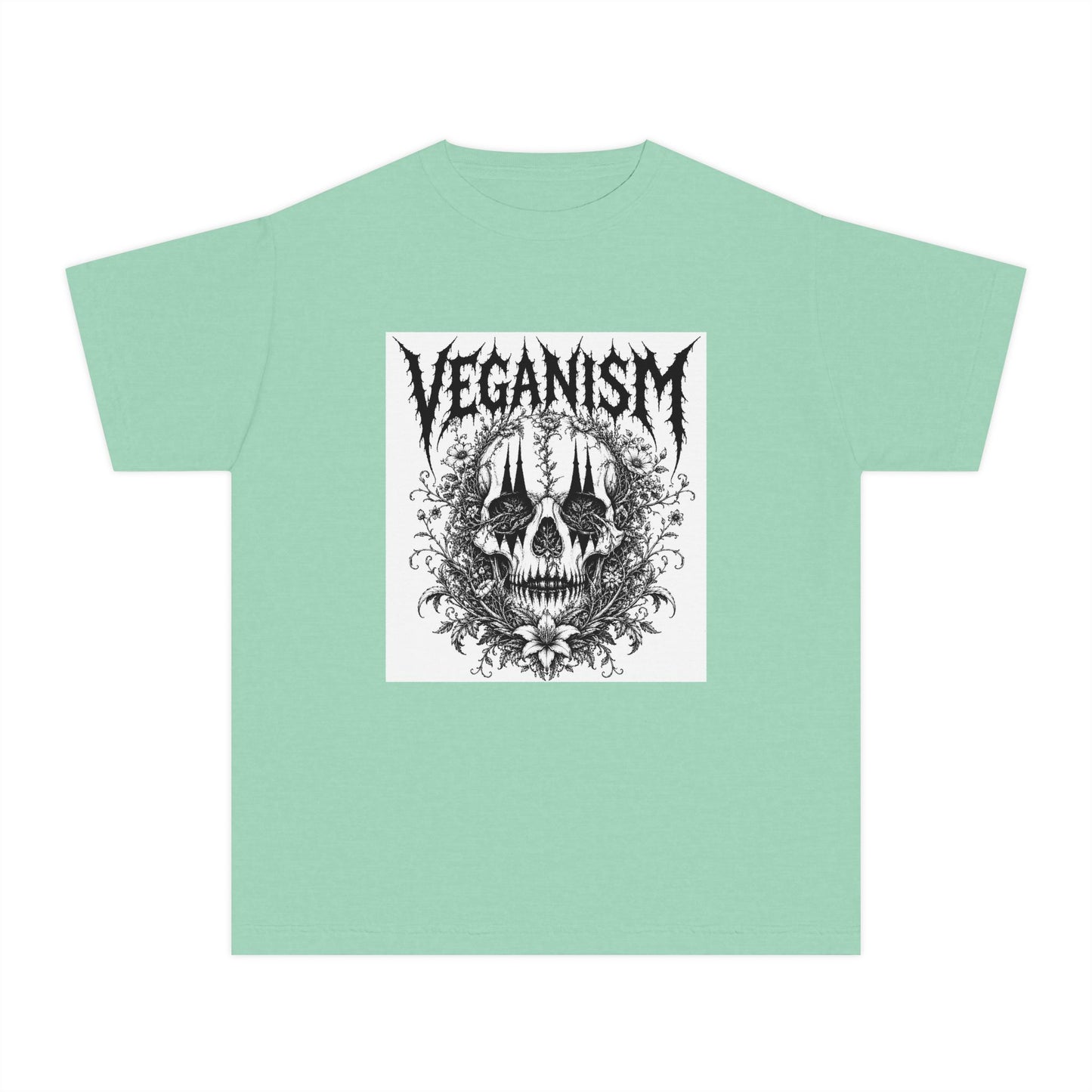 Youth Tee — 'VEGANISM' Skull Graphic Vegan Kids T‑Shirt