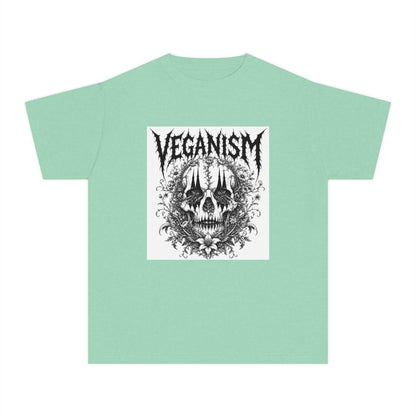 Youth Tee — 'VEGANISM' Skull Graphic Vegan Kids T‑Shirt