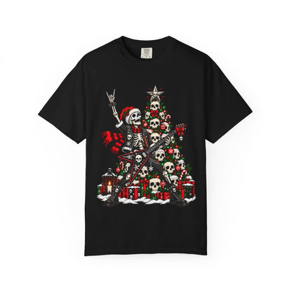 Skeleton Rocker Christmas Shirt | Skull Christmas Tree | Gothic Holiday Metal Design | Alternative Xmas Gift | Dark Christmas Tee