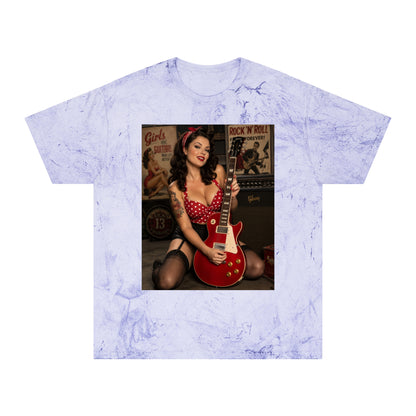Pinup Guitarist Vintage Tee – Retro Rockabilly Photo T-Shirt
