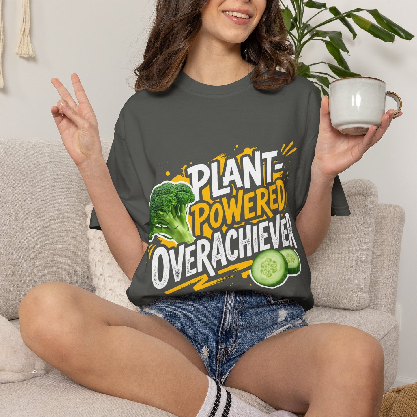 Veggie Powered T‑Shirt — Broccoli & Cucumber Plant‑Powered Graphic Tee