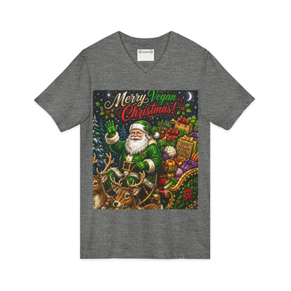 Vegan Christmas Tee — “Merry Vegan Christmas” Festive Santa & Sleigh Holiday Shirt