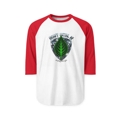 Vegan and Heavy Metal AF Crest Raglan Shirt | Vegan Pride Logo 3/4 Sleeve