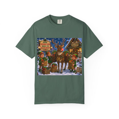 Merry Vegan Christmas T-Shirt - Rudolph & The Elves — Festive Holiday Vegan Graphic Tee