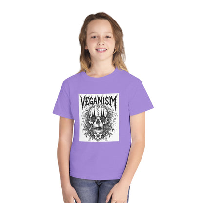 Youth Tee — 'VEGANISM' Skull Graphic Vegan Kids T‑Shirt
