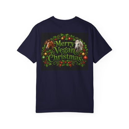 Vegan Christmas T-Shirt – "Love My Vegan Horse" Holiday Tee