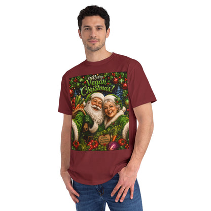 Organic  cotton Merry Vegan Christmas-Santa and Mrs Santa Selfie T-shirt
