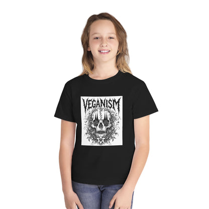 Youth Tee — 'VEGANISM' Skull Graphic Vegan Kids T‑Shirt
