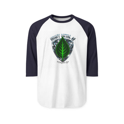 Vegan and Heavy Metal AF Crest Raglan Shirt | Vegan Pride Logo 3/4 Sleeve