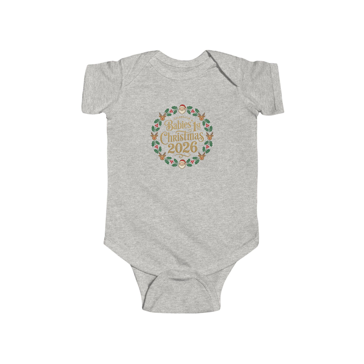Baby's 1st Christmas 2026 Infant Bodysuit | holiday wreath text