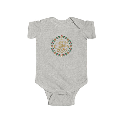 Baby's 1st Christmas 2026 Infant Bodysuit | holiday wreath text