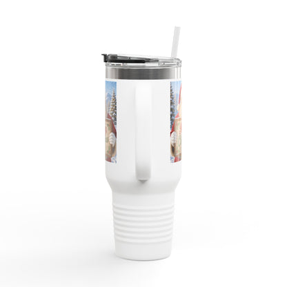 40oz Insulated Travel Mug - Vintage Santa "Merry Christmas" Holiday Tumbler