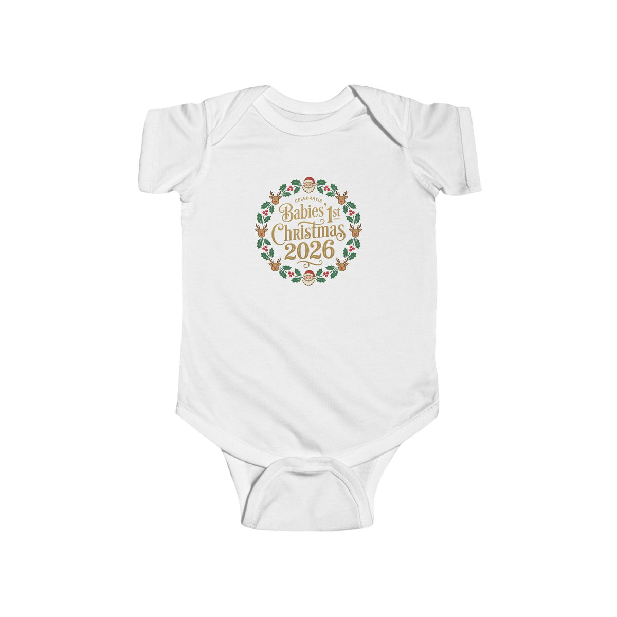 Baby's 1st Christmas 2026 Infant Bodysuit | holiday wreath text