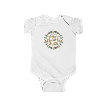 Baby's 1st Christmas 2026 Infant Bodysuit | holiday wreath text