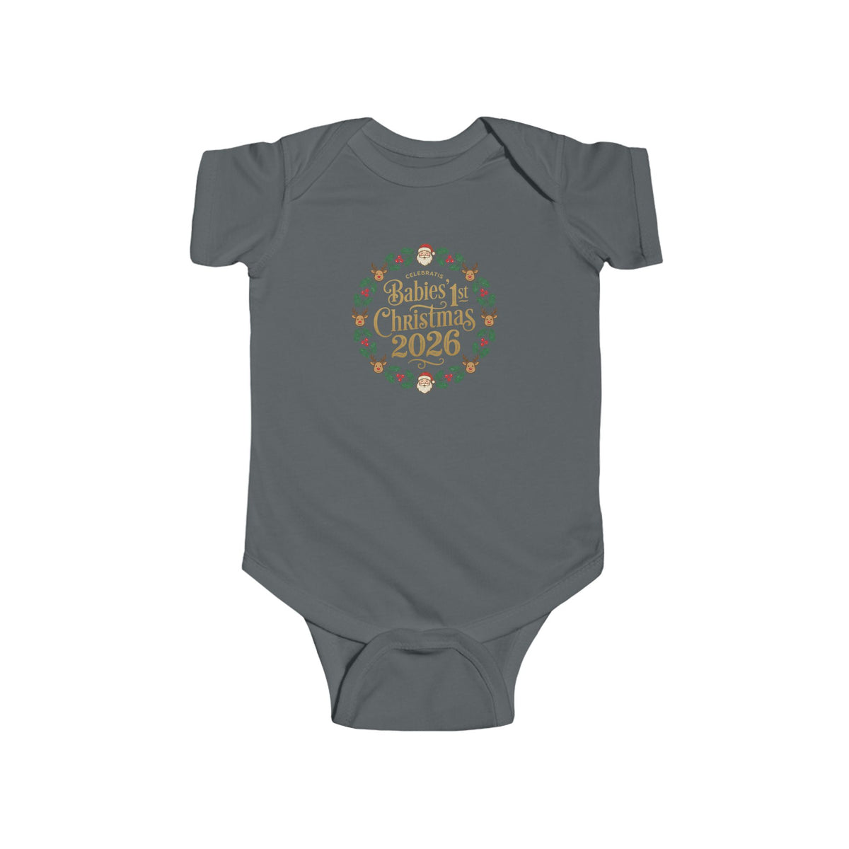 Baby's 1st Christmas 2026 Infant Bodysuit | holiday wreath text