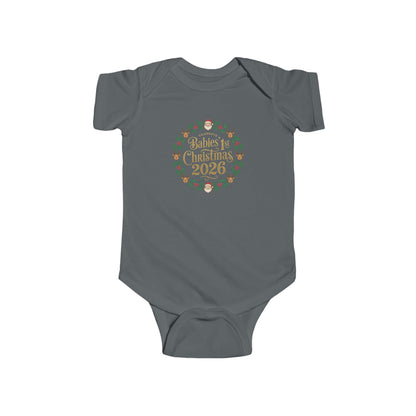 Baby's 1st Christmas 2026 Infant Bodysuit | holiday wreath text