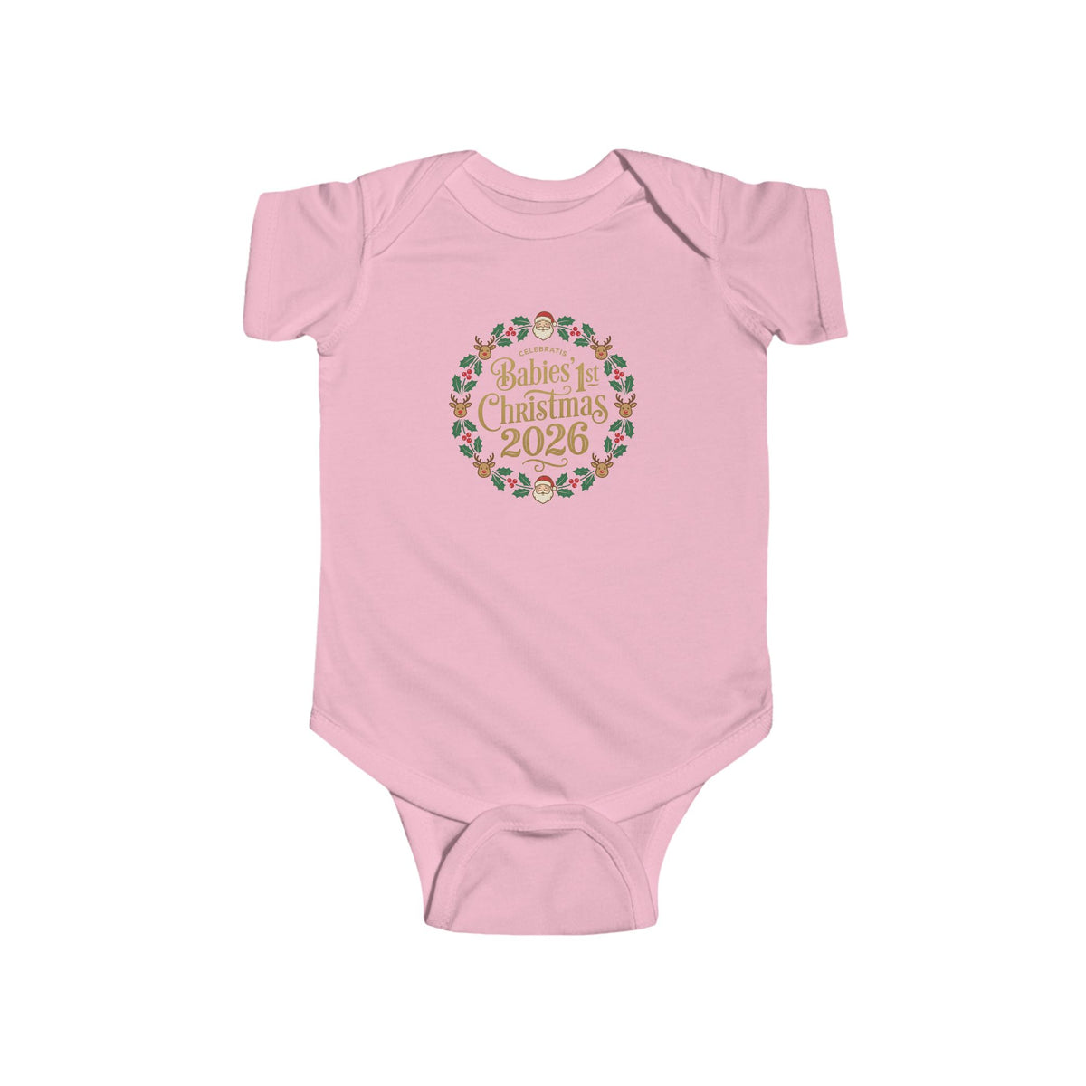 Baby's 1st Christmas 2026 Infant Bodysuit | holiday wreath text