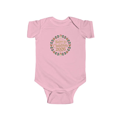 Baby's 1st Christmas 2026 Infant Bodysuit | holiday wreath text