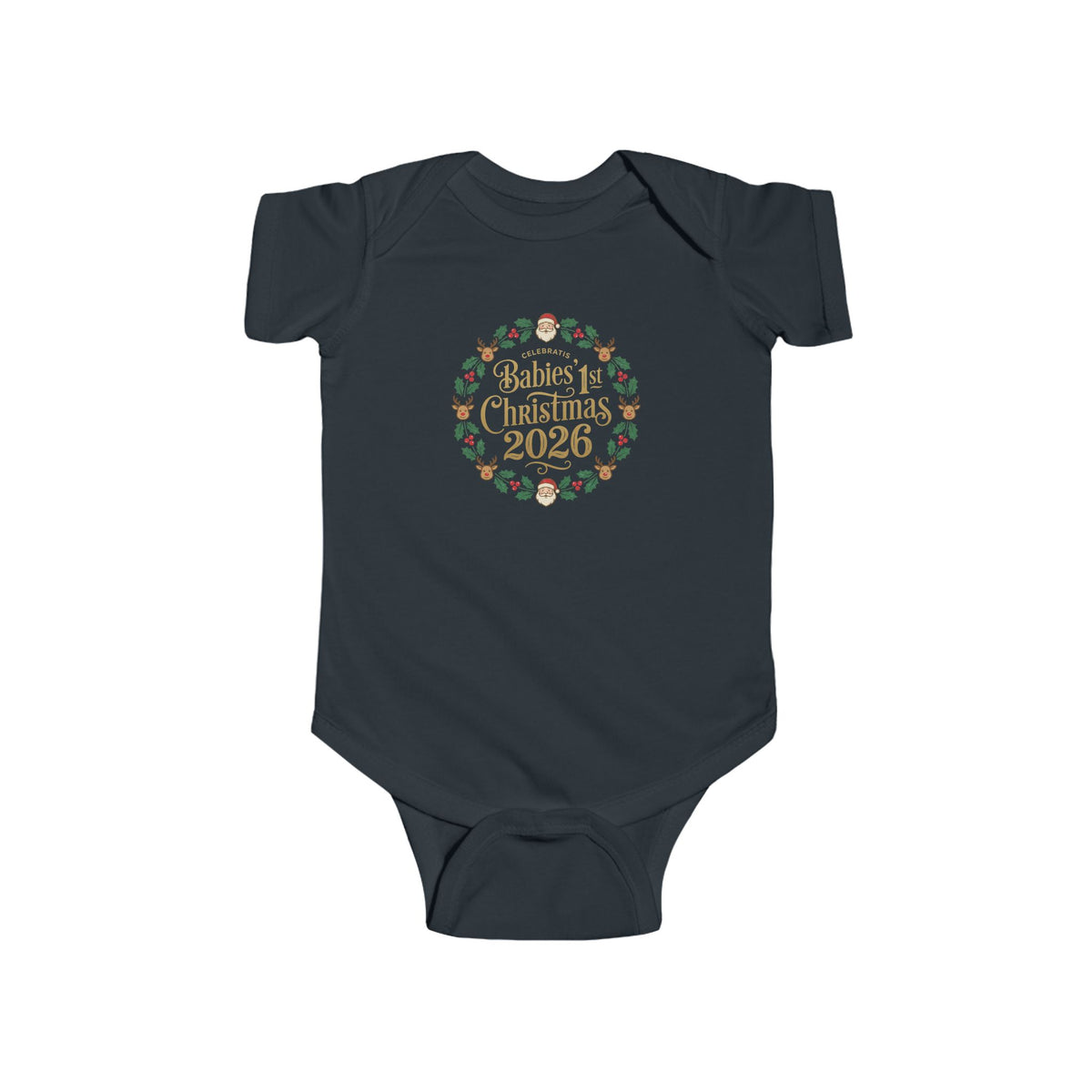 Baby's 1st Christmas 2026 Infant Bodysuit | holiday wreath text