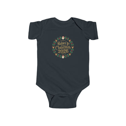 Baby's 1st Christmas 2026 Infant Bodysuit | holiday wreath text