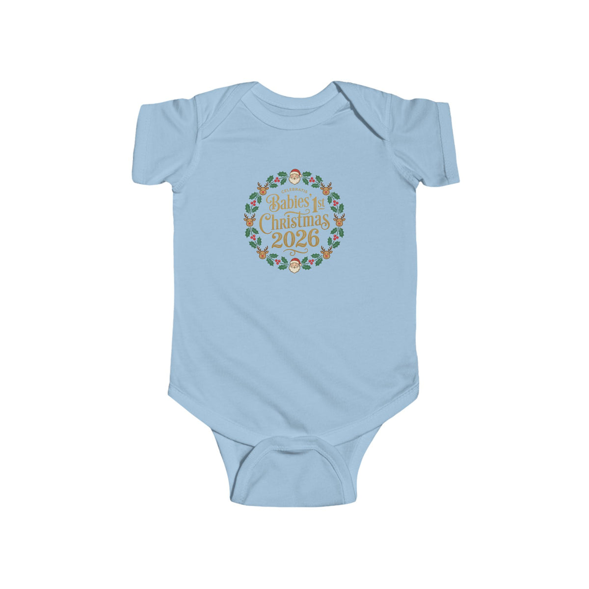 Baby's 1st Christmas 2026 Infant Bodysuit | holiday wreath text
