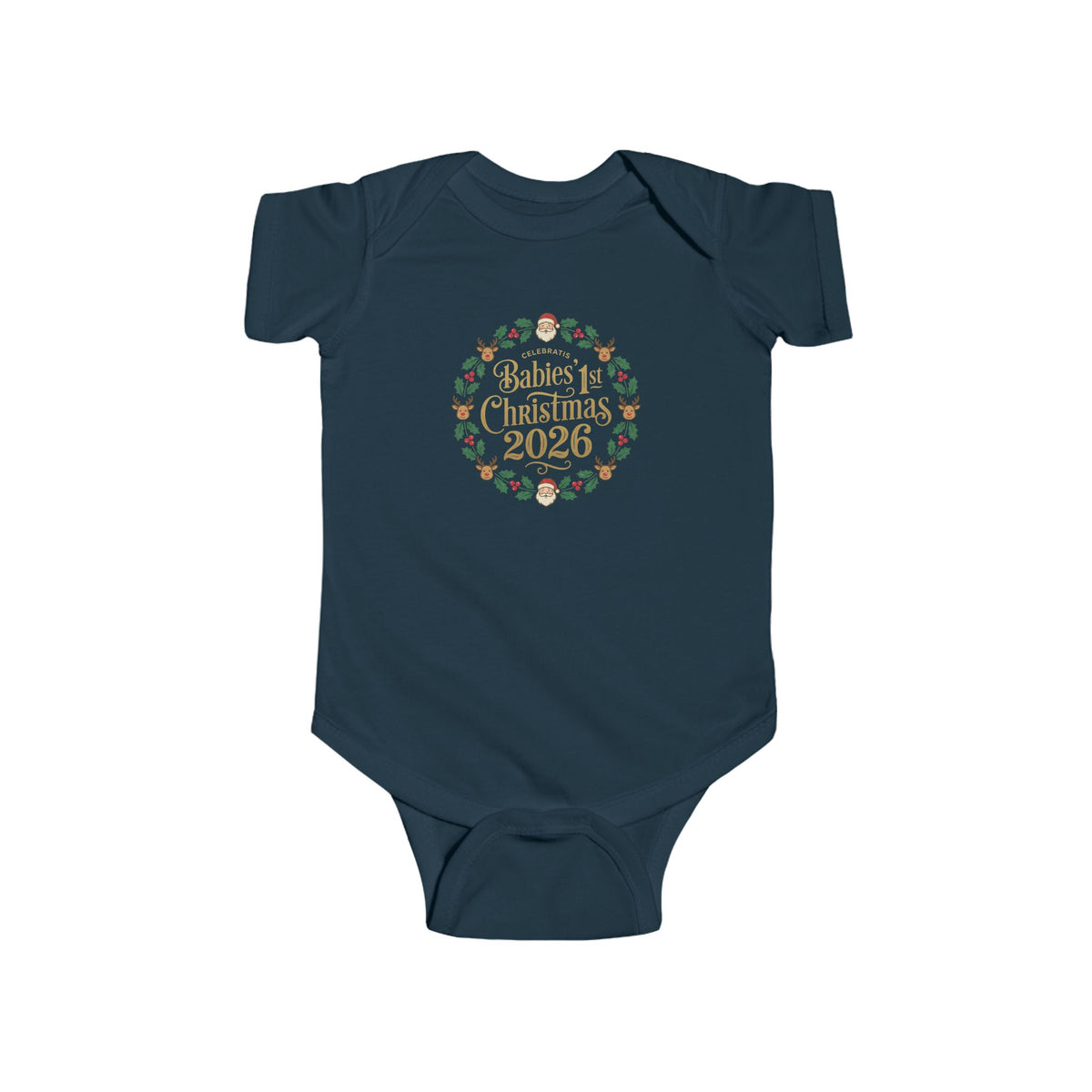 Baby's 1st Christmas 2026 Infant Bodysuit | holiday wreath text