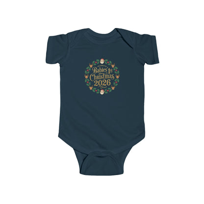 Baby's 1st Christmas 2026 Infant Bodysuit | holiday wreath text
