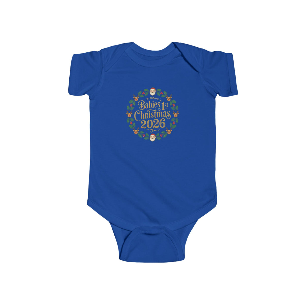 Baby's 1st Christmas 2026 Infant Bodysuit | holiday wreath text