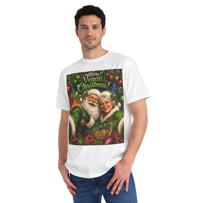 Organic  cotton Merry Vegan Christmas-Santa and Mrs Santa Selfie T-shirt