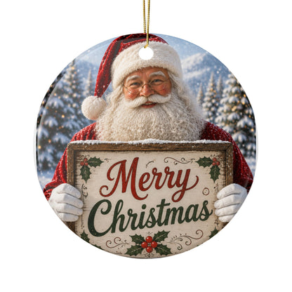 Santa Claus 'Merry Christmas' Ceramic Ornament - Personalize yourself!