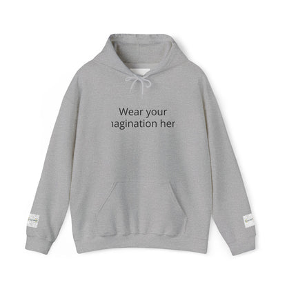 Hoodie — "Wear Your Imagination Here" Minimal Text Graphic Hoodie