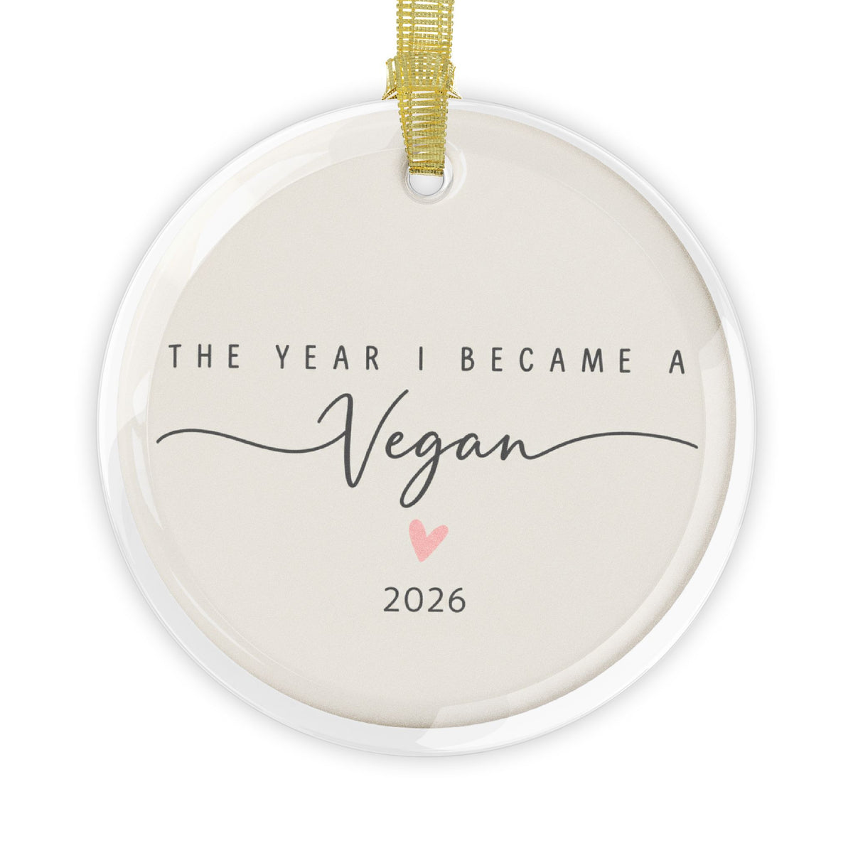 Personalize it- "The Year I Became a Vegan" Glass Christmas Ornaments