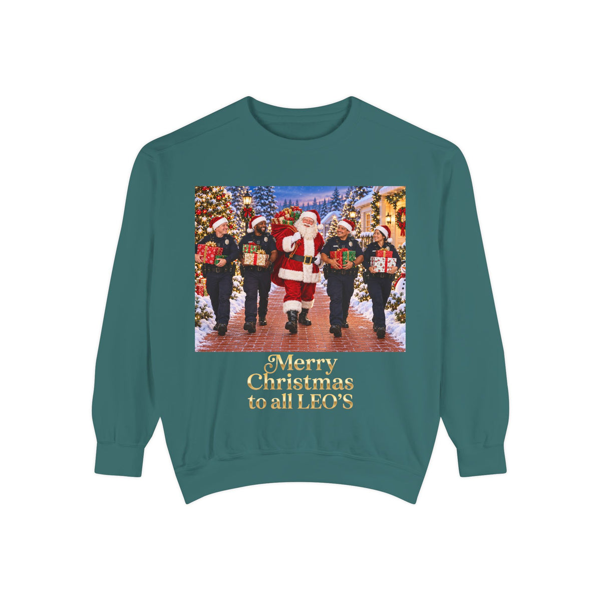 Christmas Sweatshirt — “Merry Christmas to all LEO’s” Holiday Police & Santa Crewneck