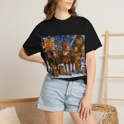 Merry Vegan Christmas T-Shirt - Rudolph & The Elves — Festive Holiday Vegan Graphic Tee