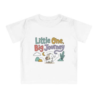 Baby T-Shirt — "Little One, Big Journey" Cute Animal Milestone Tee