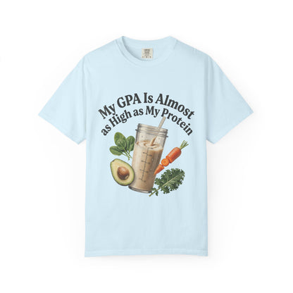 T-Shirt — "My GPA Is Almost as High as My Protein" Smoothie Graphic