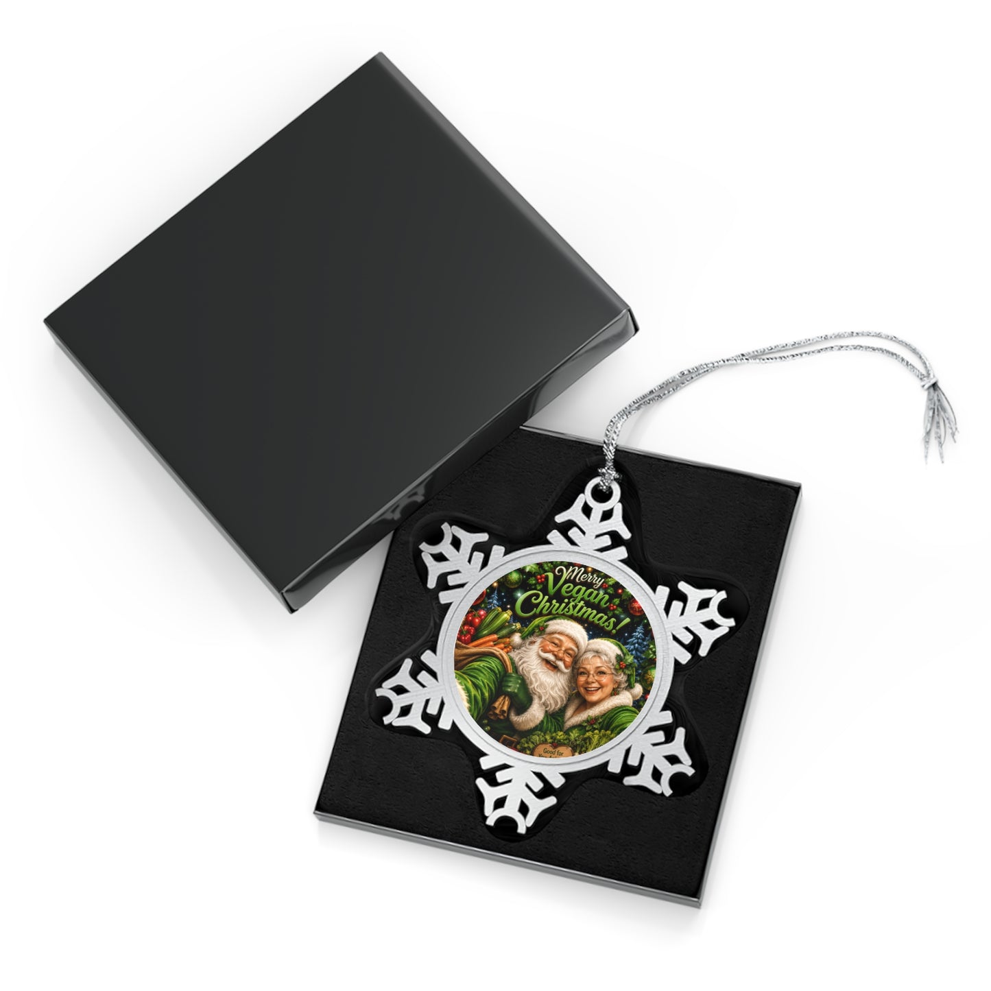 Add your own design or Keep the selfie- Pewter Snowflake Ornament