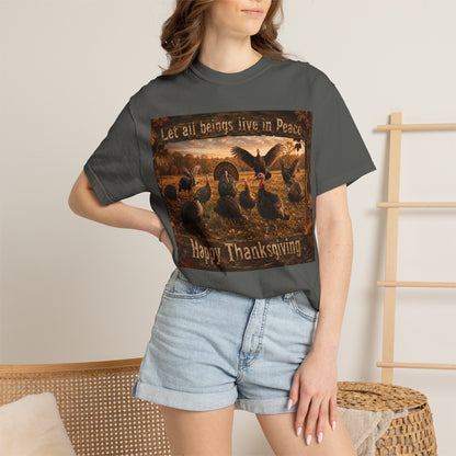 Thanksgiving Turkeys 'Let All Beings Live in Peace' T-Shirt