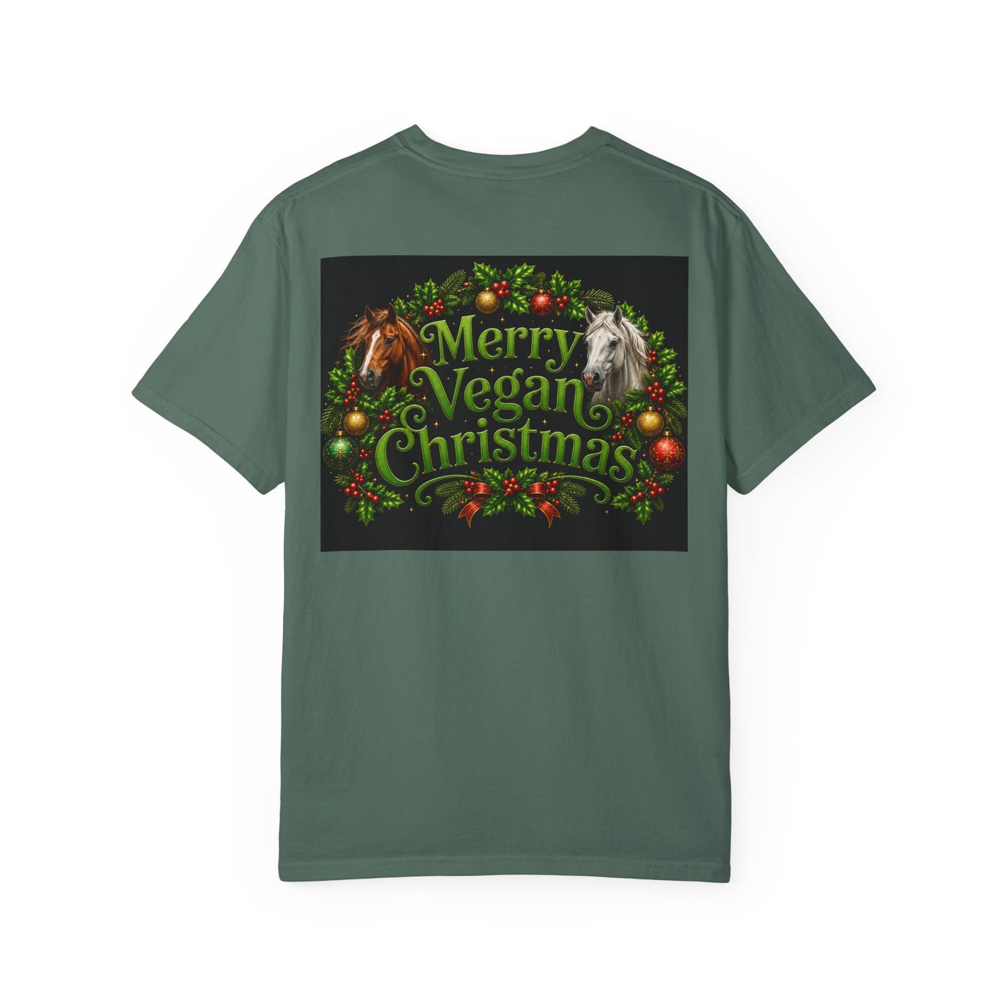 Vegan Christmas T-Shirt – "Love My Vegan Horse" Holiday Tee