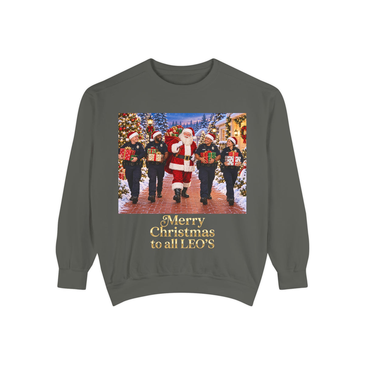 Christmas Sweatshirt — “Merry Christmas to all LEO’s” Holiday Police & Santa Crewneck