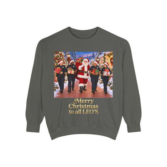 Christmas Sweatshirt — “Merry Christmas to all LEO’s” Holiday Police & Santa Crewneck
