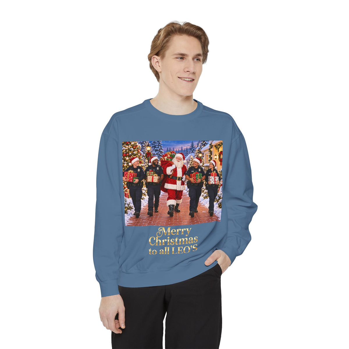 Christmas Sweatshirt — “Merry Christmas to all LEO’s” Holiday Police & Santa Crewneck