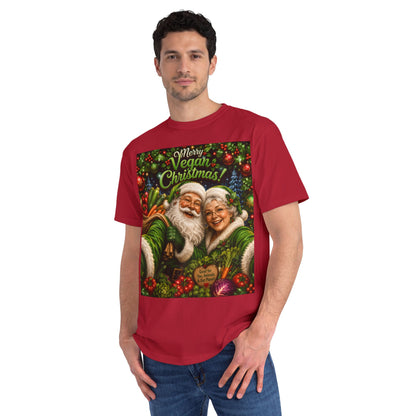 Organic  cotton Merry Vegan Christmas-Santa and Mrs Santa Selfie T-shirt