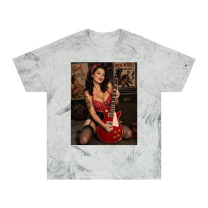 Pinup Guitarist Vintage Tee – Retro Rockabilly Photo T-Shirt