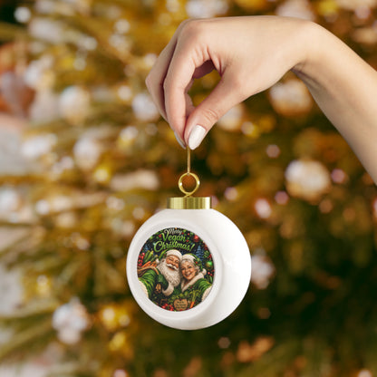 Vegan Santa & Mrs Claus- Christmas Ball Ornament