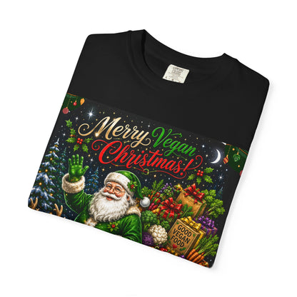 Merry Vegan Christmas T-Shirt — 'Good Vegan Food Makes the Season Bright' Holiday Tee