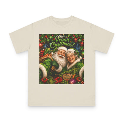Organic  cotton Merry Vegan Christmas-Santa and Mrs Santa Selfie T-shirt