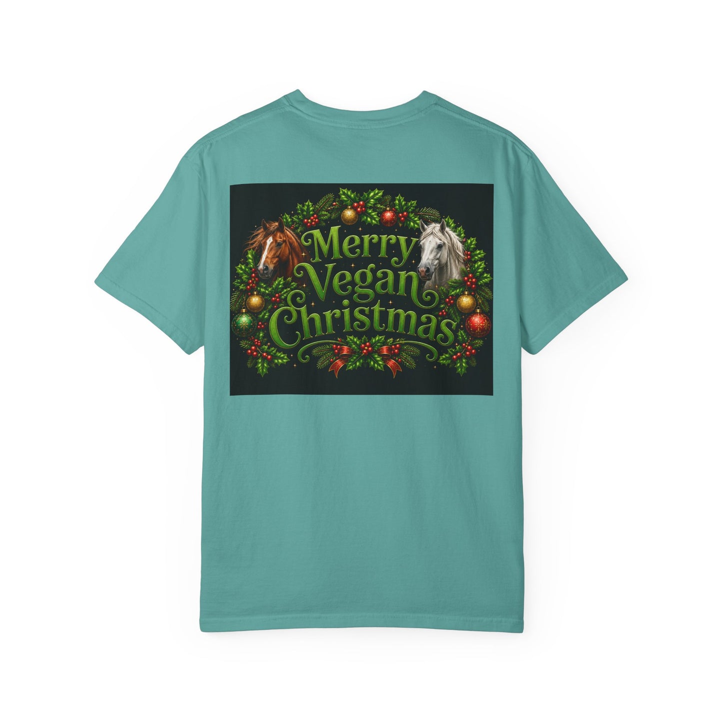 Vegan Christmas T-Shirt – "Love My Vegan Horse" Holiday Tee