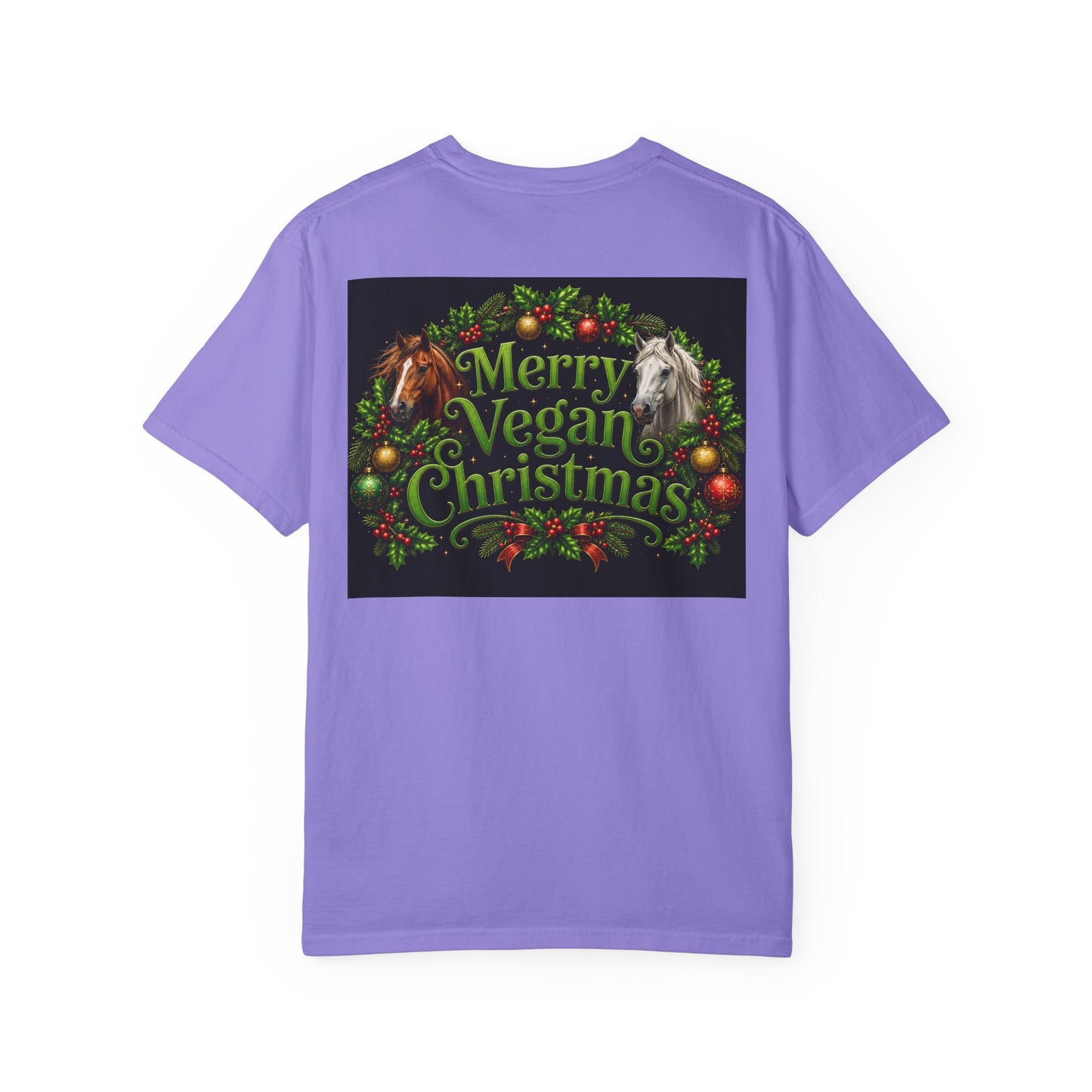Vegan Christmas T-Shirt – "Love My Vegan Horse" Holiday Tee