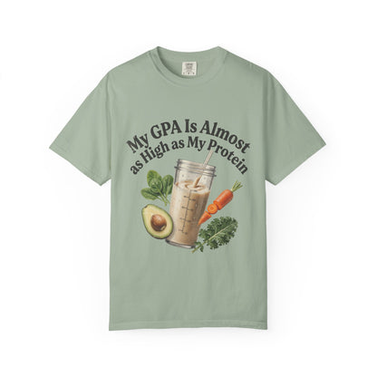 T-Shirt — "My GPA Is Almost as High as My Protein" Smoothie Graphic
